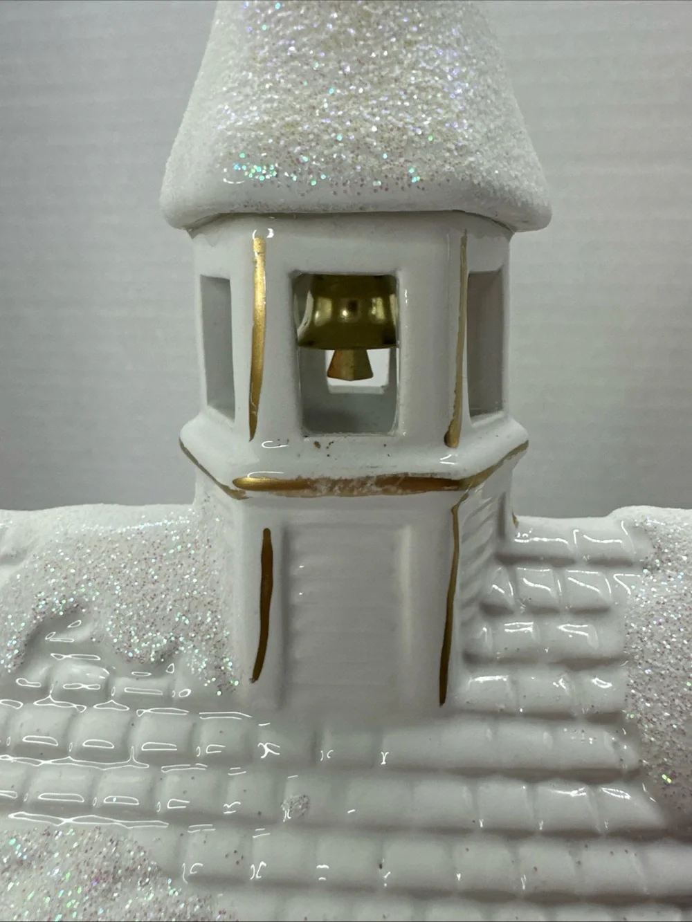 Crate&Barrel White and Gold Light-Up Ceramic Holiday Church